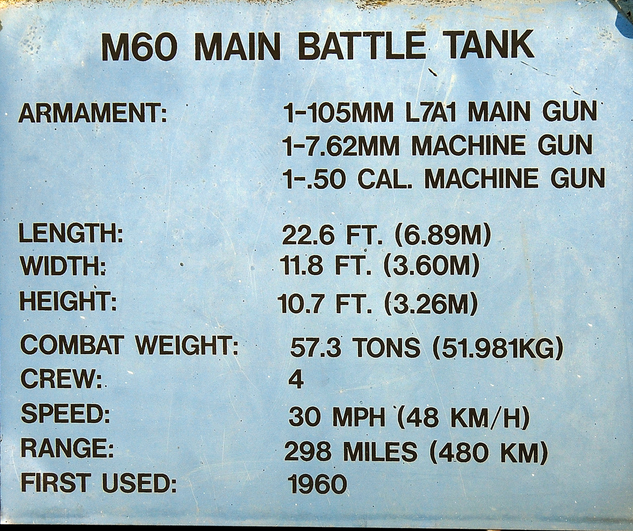010, M60 Main Battle Tank